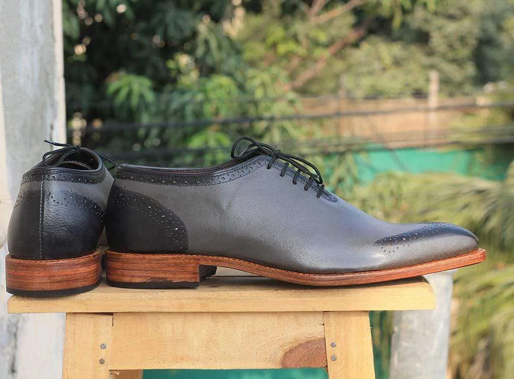 Men's Gray whole Cut Leather Shoe