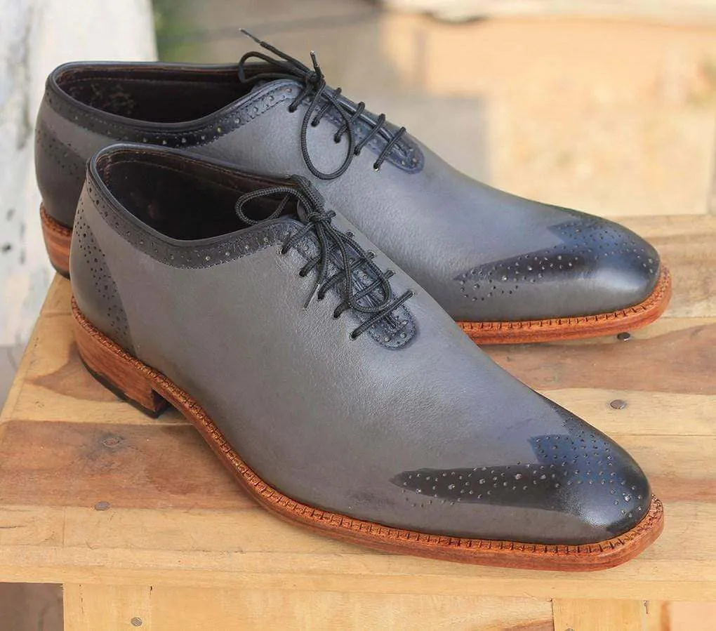 Men's Gray whole Cut Leather Shoe