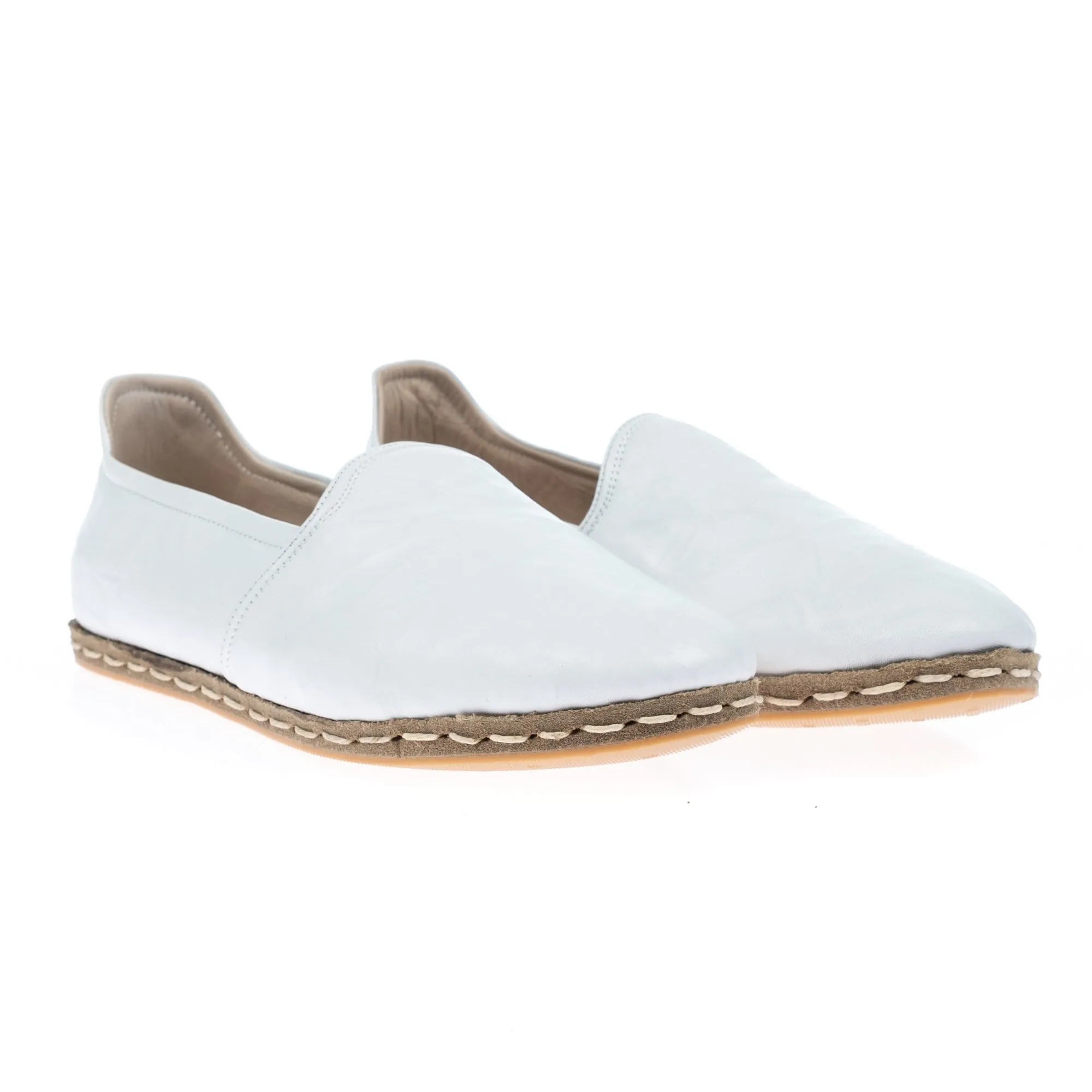 Men's Wrinkled White Slip On Shoes