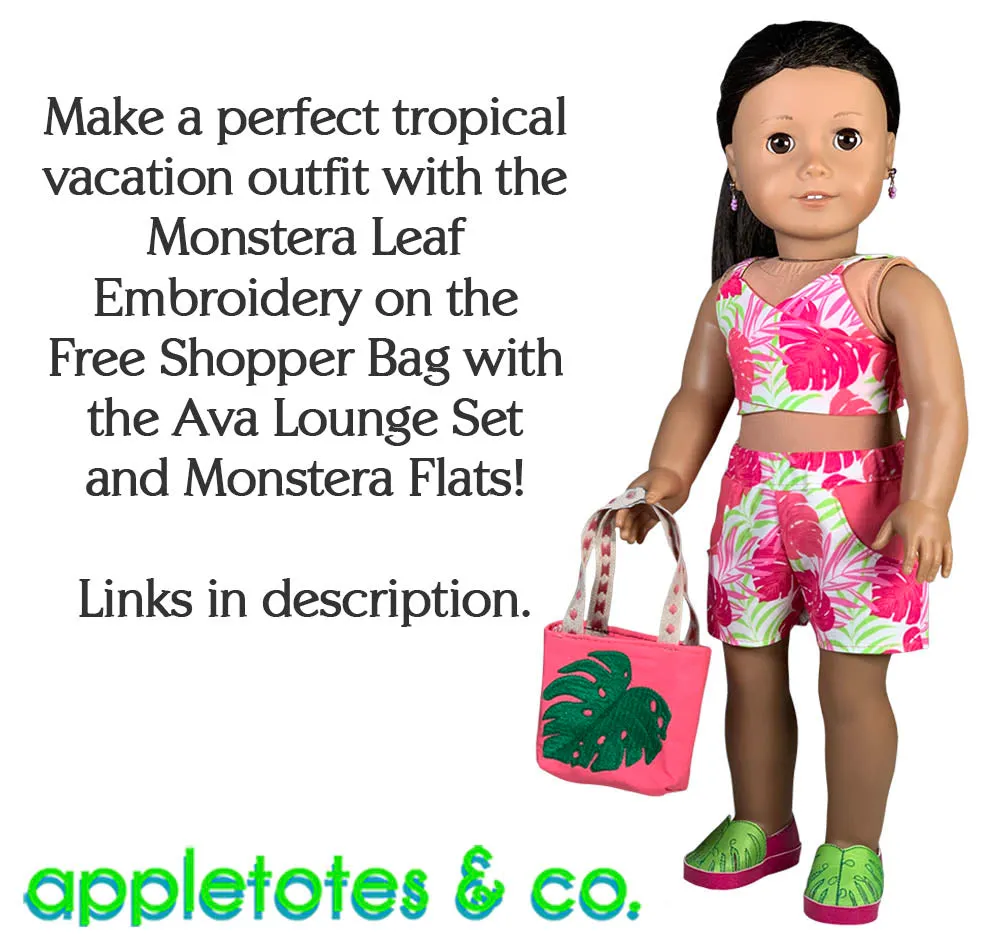 Monstera Leaf Machine Embroidery File for 18 Inch Dolls