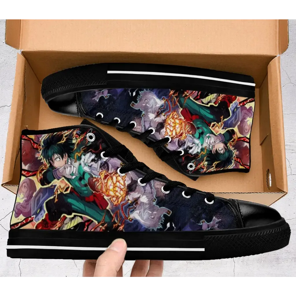 My Hero Academia Deku One For All Shoes High Top Sneakers for Kids and Adults