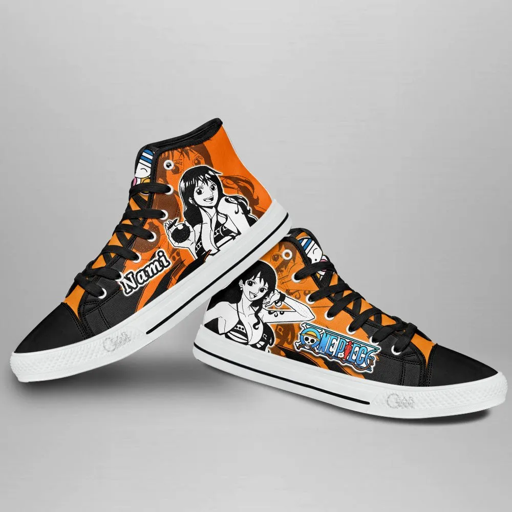 Nami High Top Shoes OP Custom Anime Sneakers Mix Manga