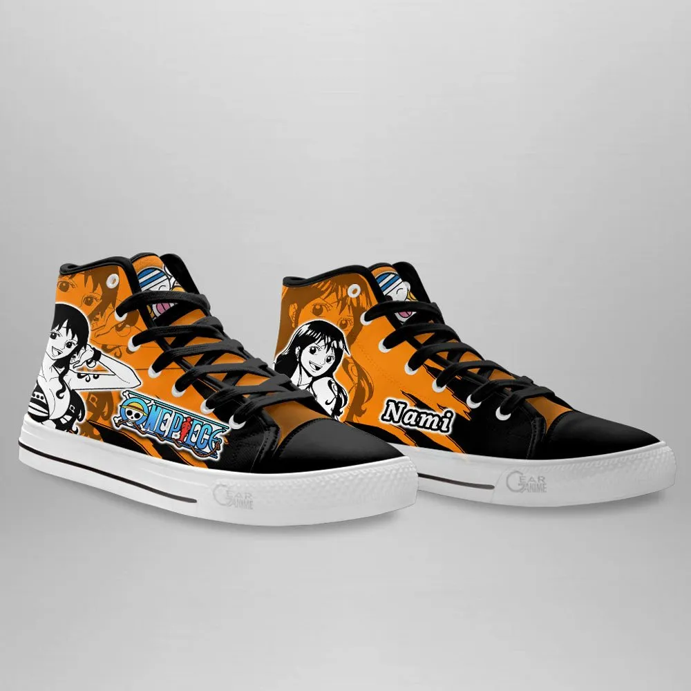 Nami High Top Shoes OP Custom Anime Sneakers Mix Manga