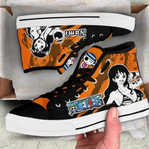 Nami High Top Shoes OP Custom Anime Sneakers Mix Manga