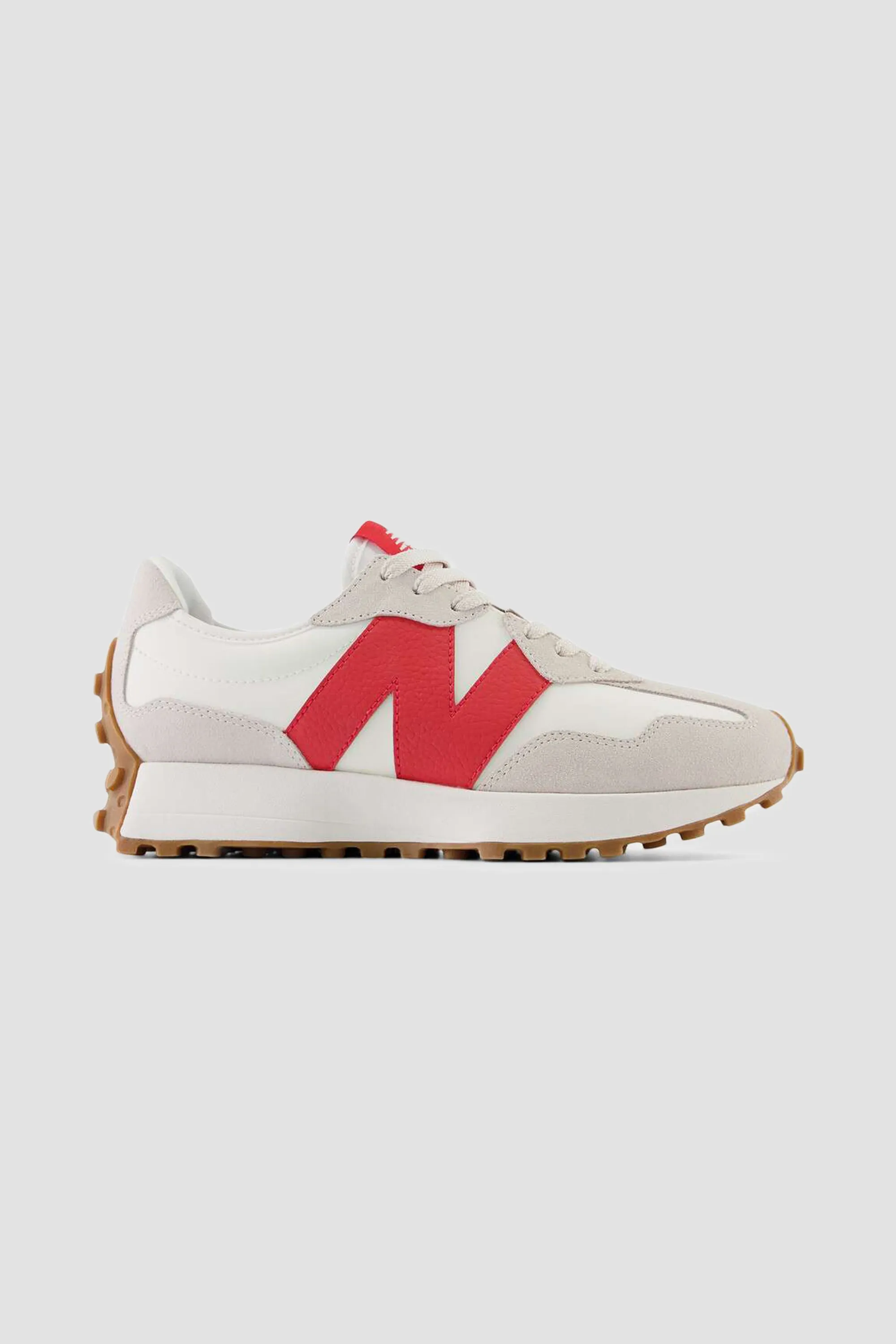 New Balance Women's 327 Sneaker in Moonbeam/True Red