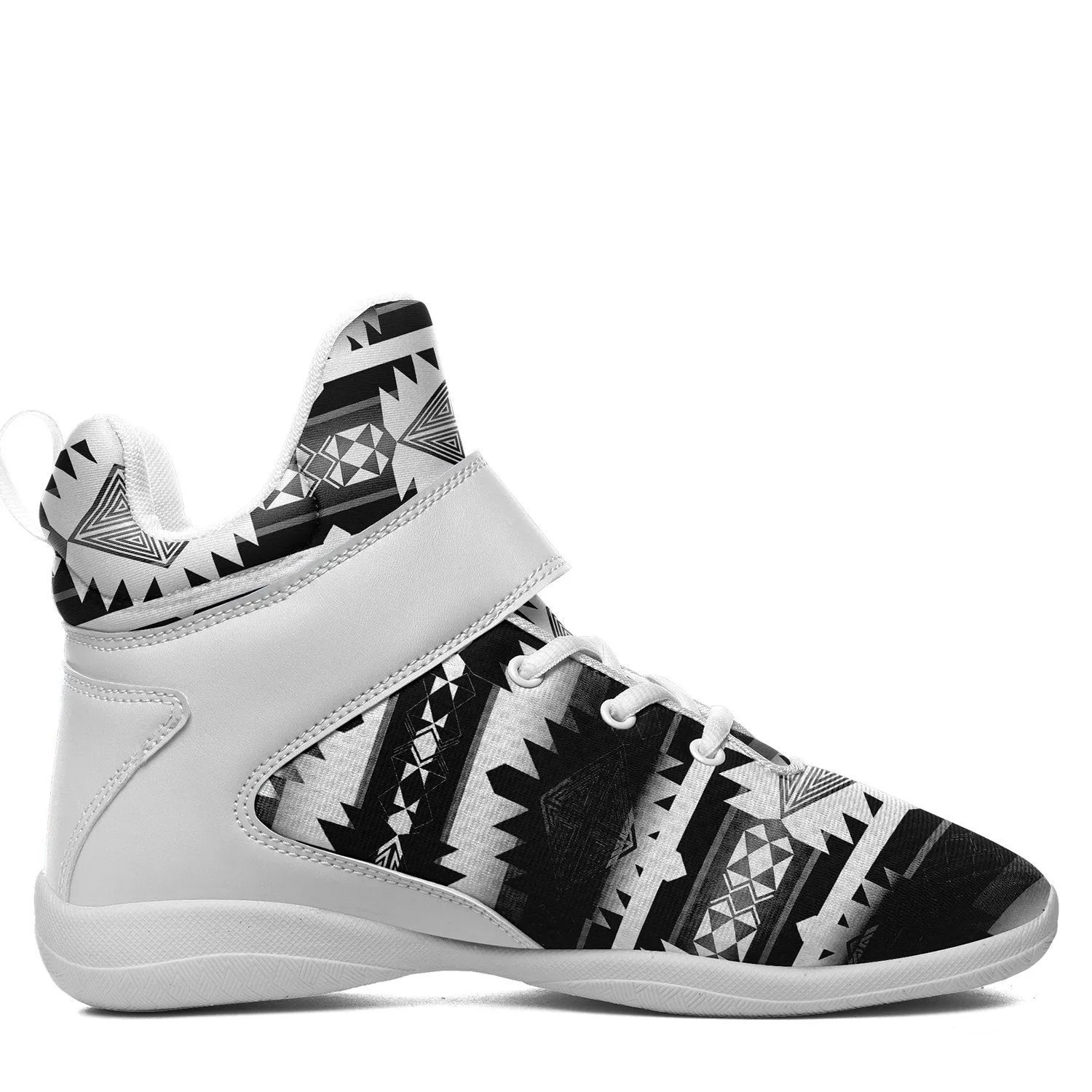 Okotoks Black and White Kid's Ipottaa Basketball / Sport High Top Shoes