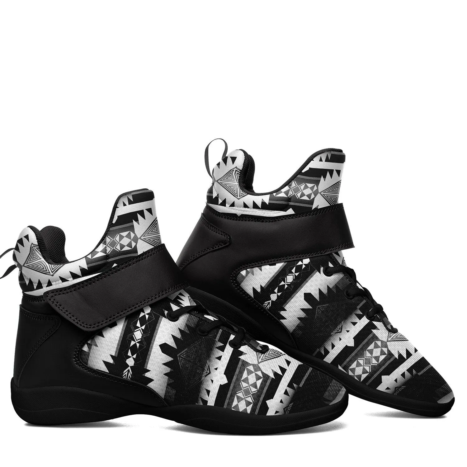 Okotoks Black and White Kid's Ipottaa Basketball / Sport High Top Shoes