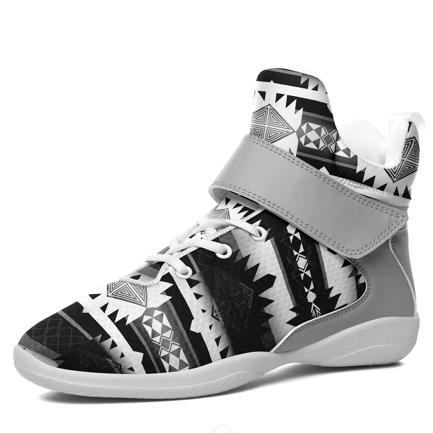 Okotoks Black and White Kid's Ipottaa Basketball / Sport High Top Shoes