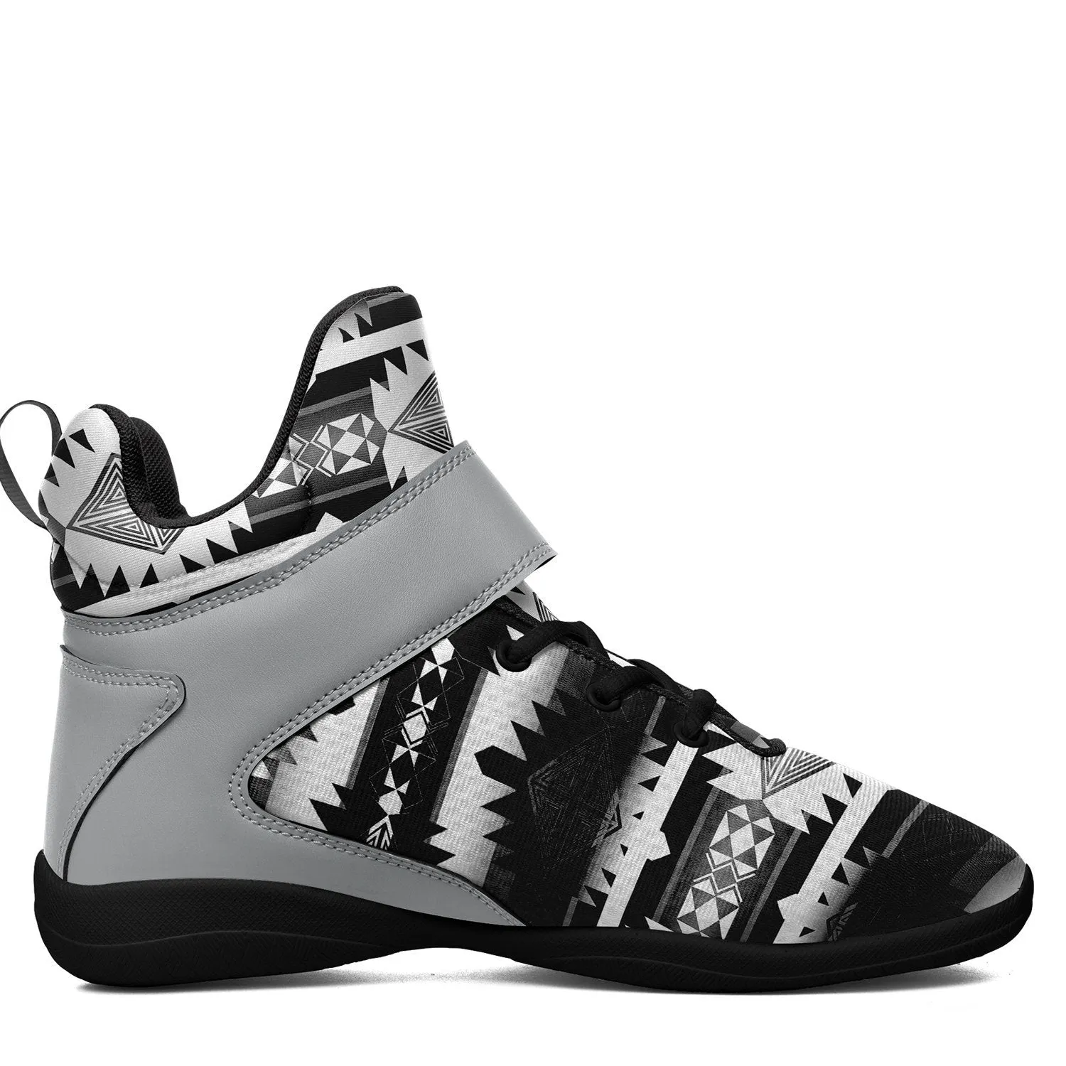 Okotoks Black and White Kid's Ipottaa Basketball / Sport High Top Shoes