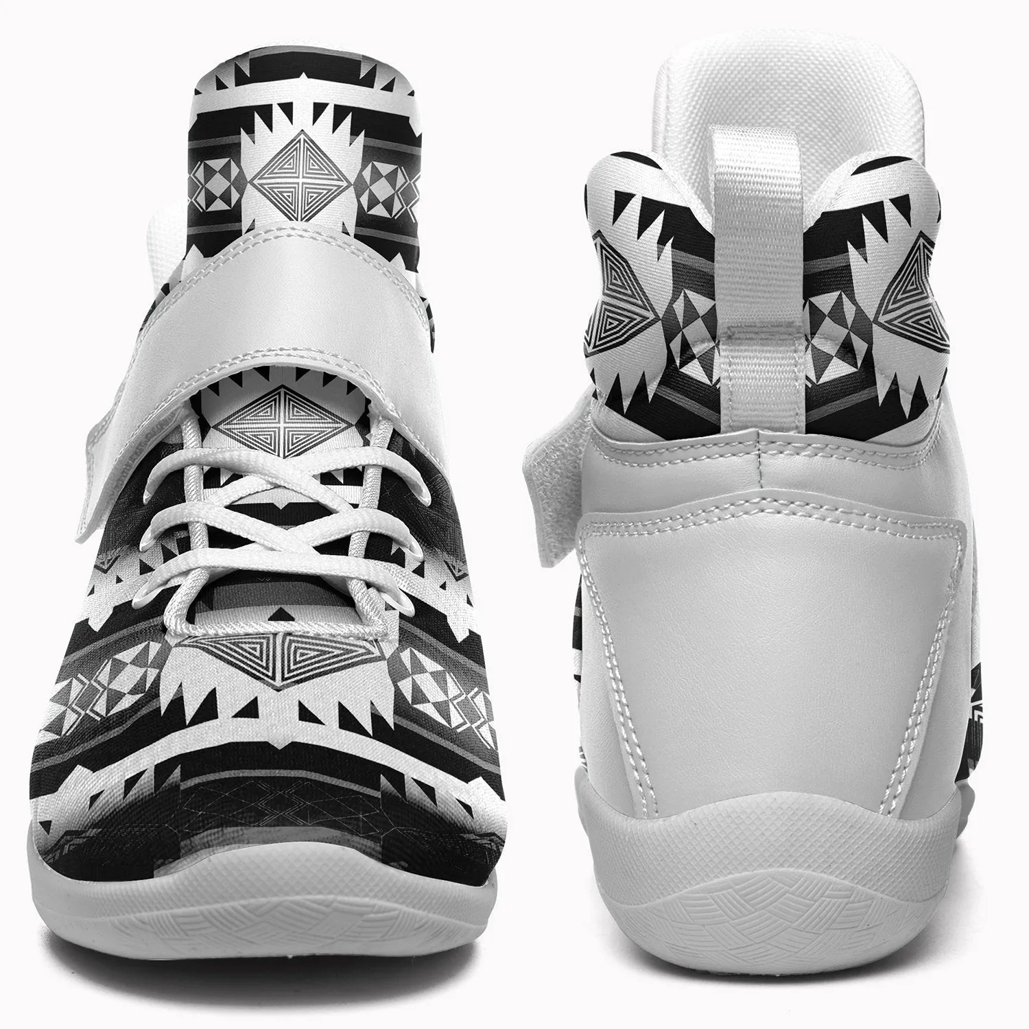 Okotoks Black and White Kid's Ipottaa Basketball / Sport High Top Shoes