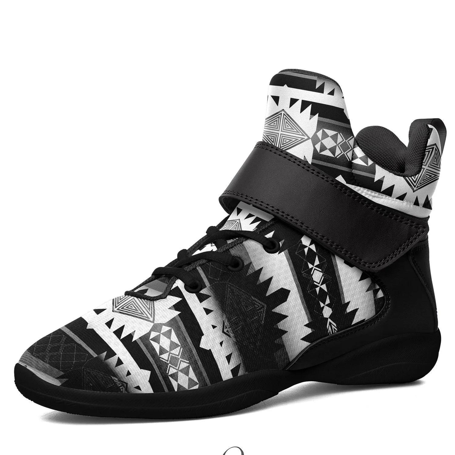 Okotoks Black and White Kid's Ipottaa Basketball / Sport High Top Shoes