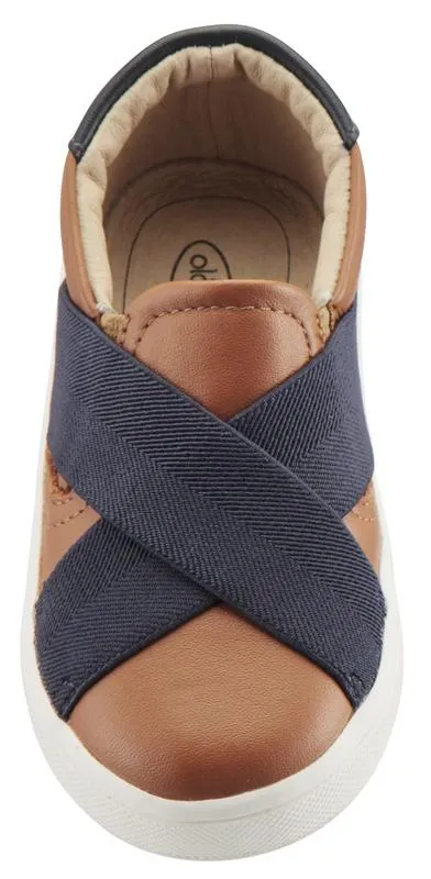 Old Soles Boy's and Girl's Stretch Hoff Sneaker Double Band Shoes, Tan/Navy