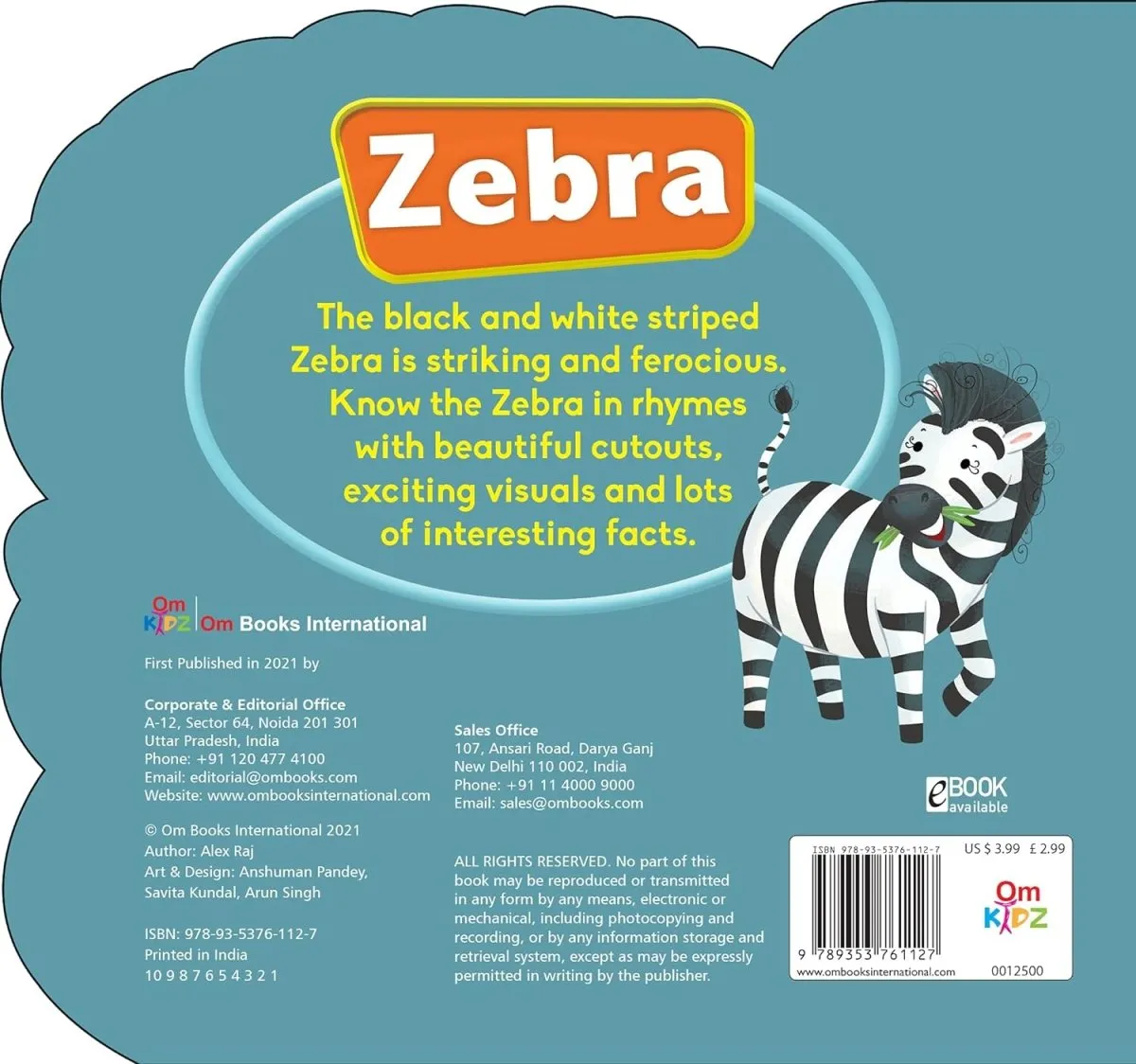 Om Books International Zebra ( Animals and Birds )- Cutout Board Books