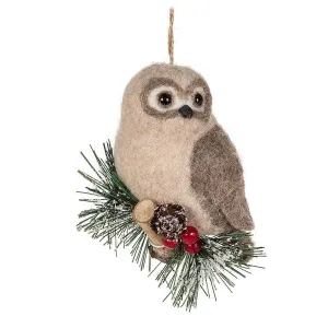 Owl on Branch Ornament