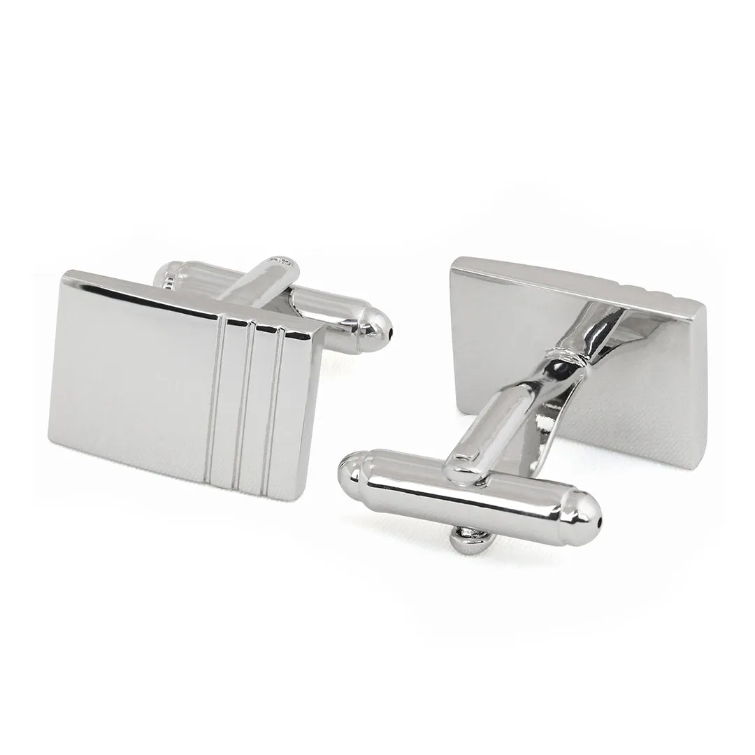 Peluche Striking Crystal Silver Cufflink & Tie Pin Set