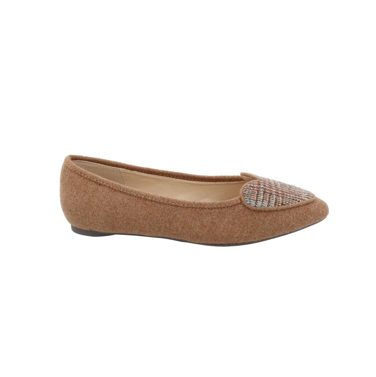 Penny Loves Kenny Nookie Plaid Women Flat Slip-on In Lt. Brown Fleece Textile