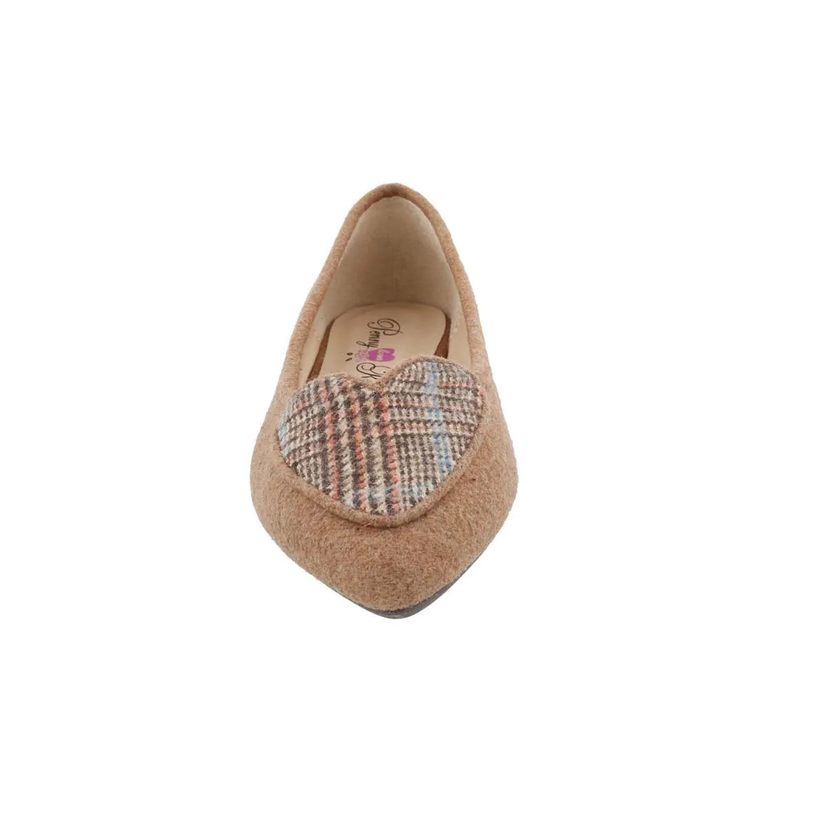 Penny Loves Kenny Nookie Plaid Women Flat Slip-on In Lt. Brown Fleece Textile