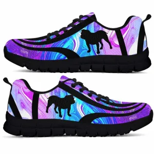 Pit Bull Sneaker, Pit Bull Dog Lovers Blue Purple Wave Sneakers Gym Running Shoes Gift Women Men, Pit Bull Shoes