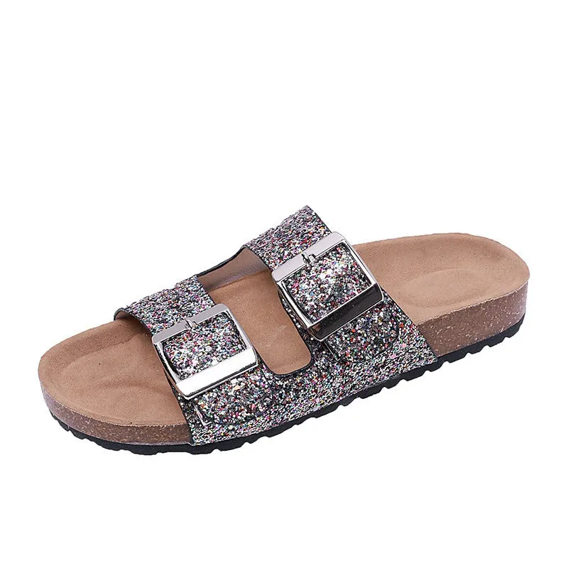 Pre Order:  Casual Retro Leopard Print Belt Buckle Slippers