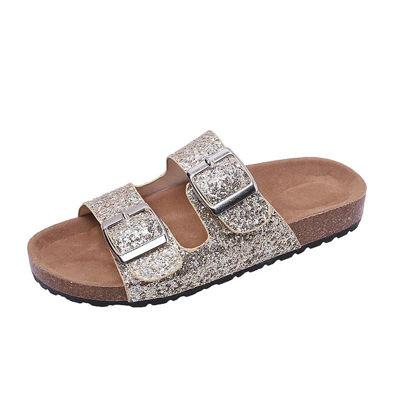 Pre Order:  Casual Retro Leopard Print Belt Buckle Slippers