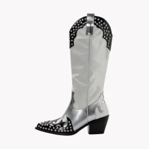 Pre Order:  Crystal Studs Slip-on Metallic Boots