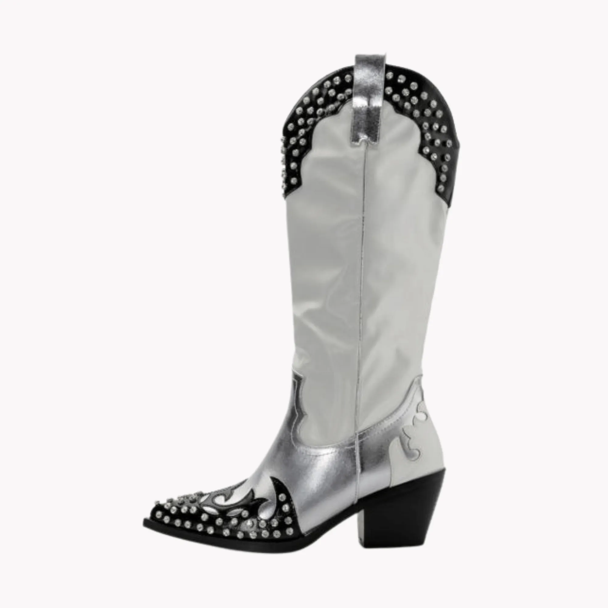 Pre Order:  Crystal Studs Slip-on Metallic Boots