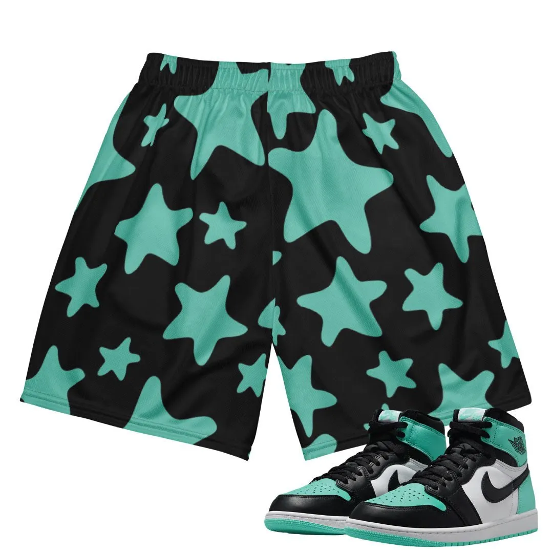 Retro 1 "Green Glow" Stars Shorts