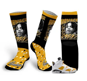 Retro 6 Yellow Ochre Nineties Socks