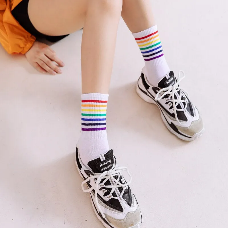 Retro Stripes Quarter Length Socks