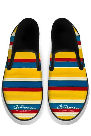 Riviera Stripe Red Slip On Sneakers