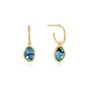 Shiny Gold Tidal Abalone Mini Hoop Earrings E027-01G