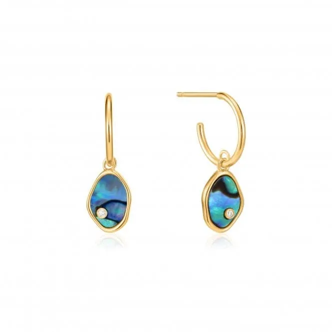 Shiny Gold Tidal Abalone Mini Hoop Earrings E027-01G