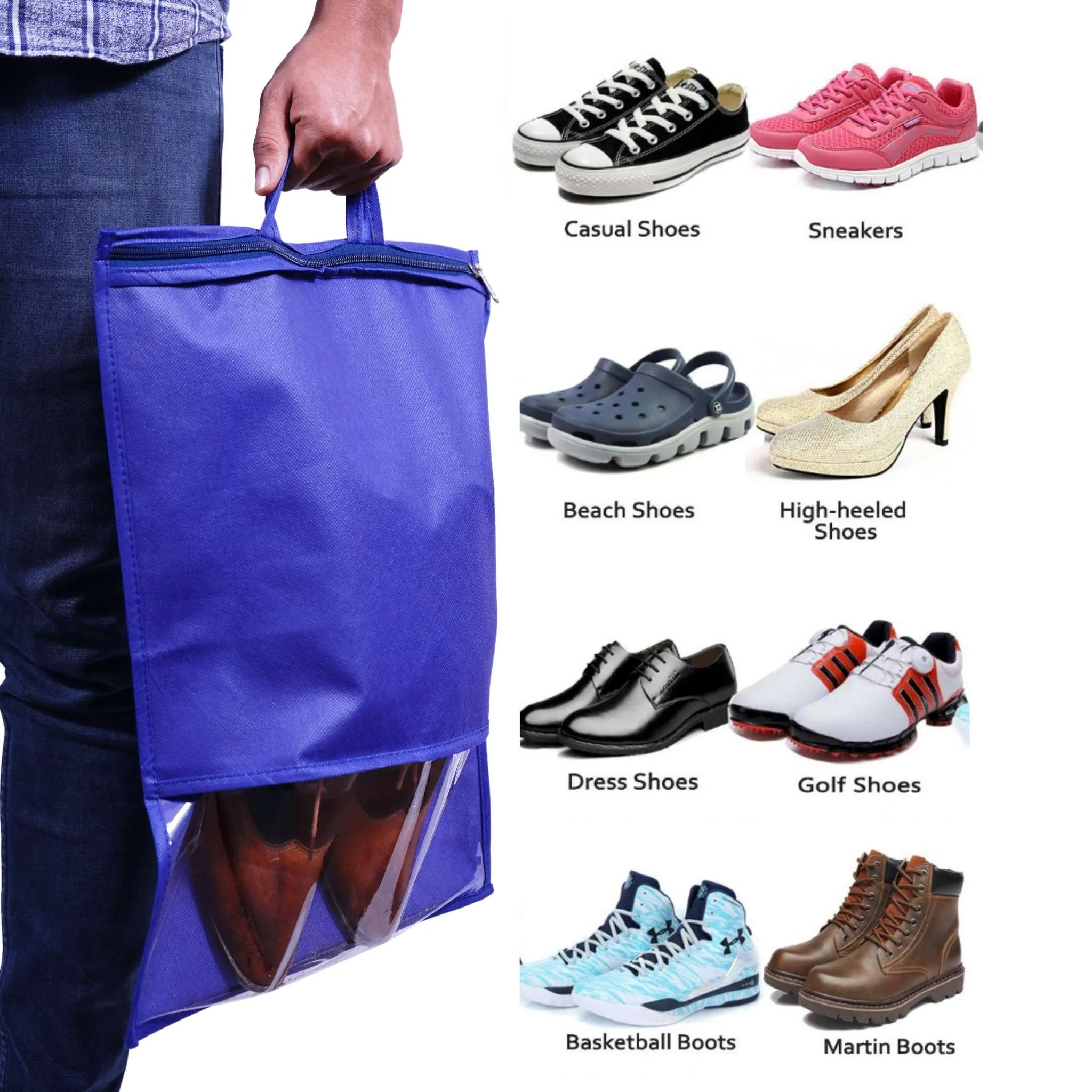 Shoe Bag for Travel & Storage - Blue