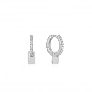 Silver Glam Pendant Huggie Hoop Earrings E037-06H