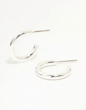 Silver Narrow Small Hoop Earrings