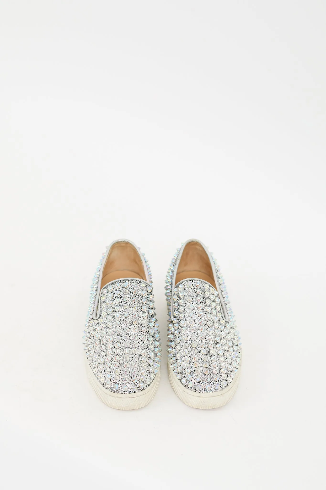 Silver Roller Boat Studded Slip On Sneaker