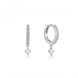 Silver Sparkle Kyoto Opal Drop Huggie Hoop Earrings E034-04H