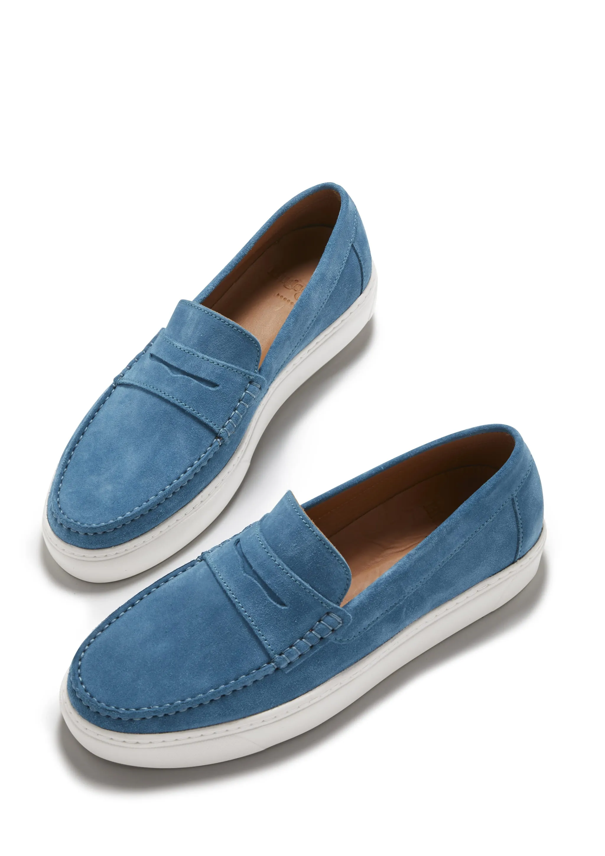 Slip-on Sneaker Loafers, petrol blue suede