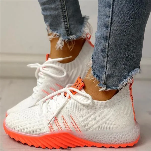 Sohiwoo  Imily Bela Colorblock Knitted Breathable Lace-Up Sneakers