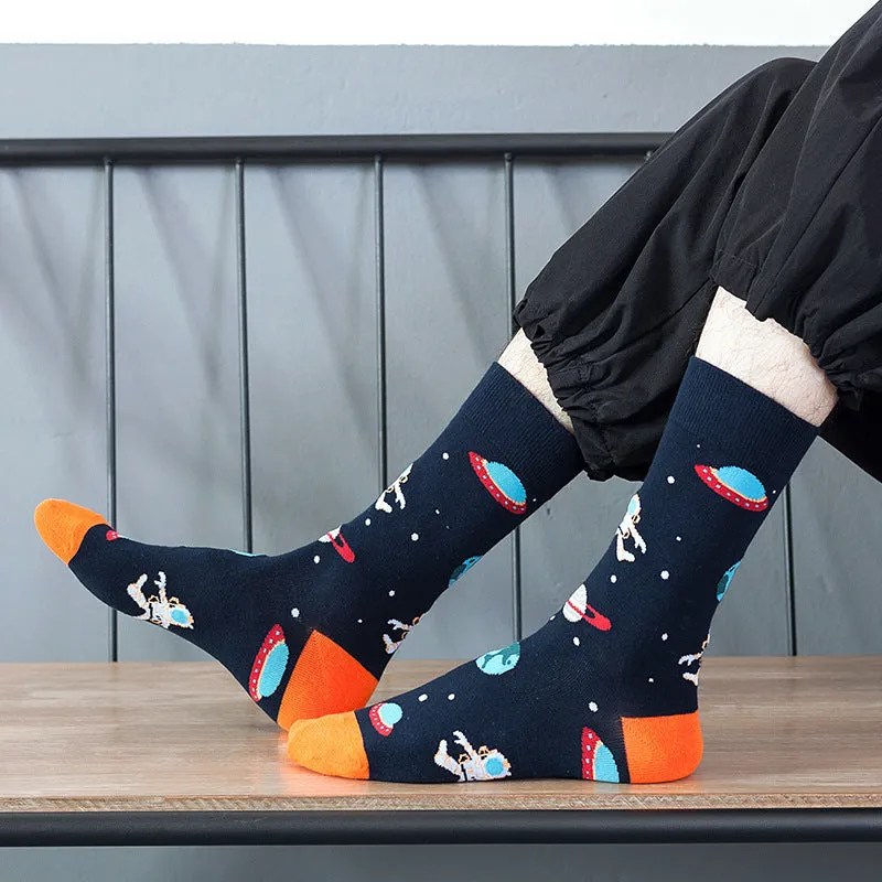 Space Retro Printed Crew Length Socks