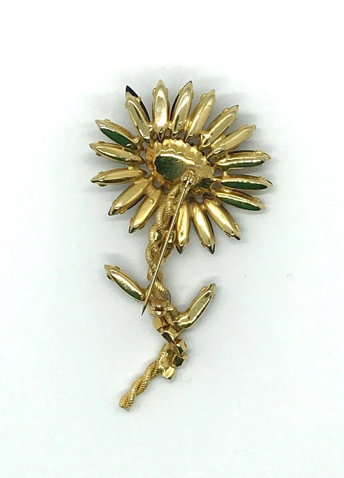 Striking Black and Gold Vintage Flower Pin