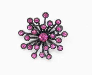 Striking Vintage Magenta Rhinestone Japanned Brooch