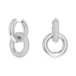 Swarovski Dextera White Rhodium plated Asymmetric Interlocking loop Hoop Earrings 5671807