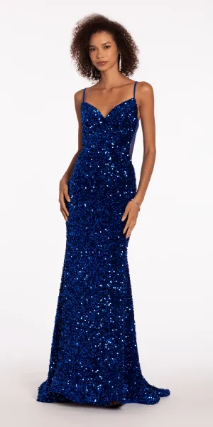 Sweetheart Sequin Trumpet Dress with Sheer Panels