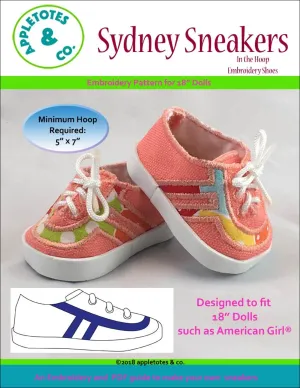 Sydney Sneakers ITH Embroidery Patterns for 18 Inch Dolls