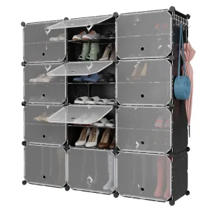 Tangkula 48 Pairs Shoe Rack Organizer, 12-Cube Shoe Storage Cabinet with Removable Shelf