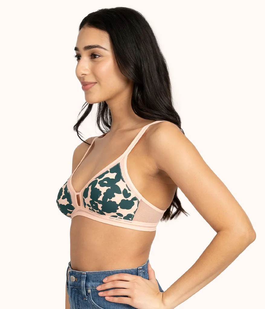 The Mesh Trim Bralette: Retro Blooms