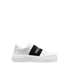 VALENTINO Slip-on Sneaker in white leather and black elastic band