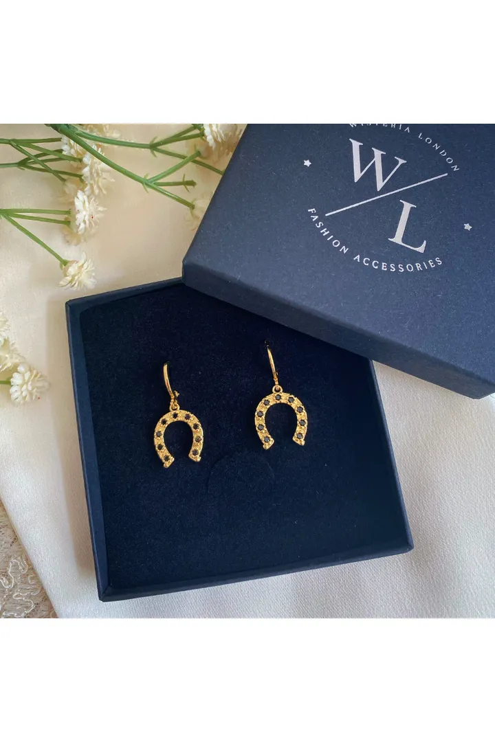 Wisteria London Horseshoe Huggie Hoop Earrings