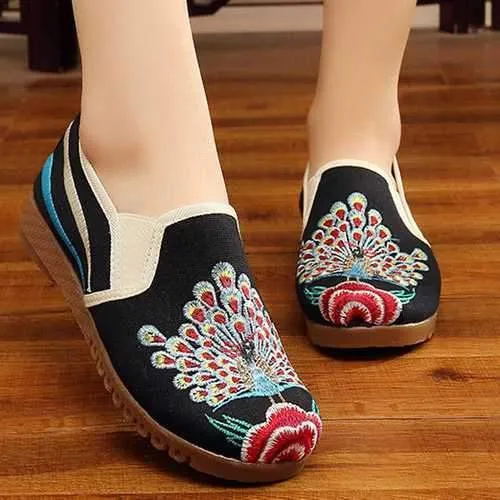 Women Loafers Flower Slip On Comfy Flat Casual Shoes